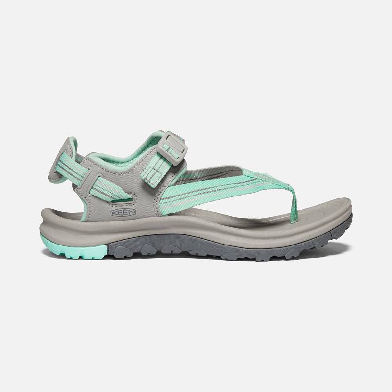 Keen Terradora II Toe Post Trekkingsandalen Damen DE-43126 Light Gray/Ocean Wave - Keen Damenschuhe